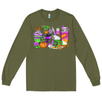 Army Green Halloween Nurse Coffee Cups Long Sleeve Tee - texasbilliewilder
