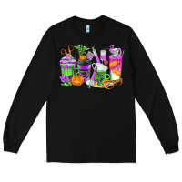 Black Halloween Nurse Coffee Cups Long Sleeve Tee - texasbilliewilder