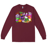 Burgundy Halloween Nurse Coffee Cups Long Sleeve Tee - texasbilliewilder