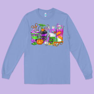 Halloween Nurse Coffee Cups Long Sleeve Tee Designed By Texasbilliewilder