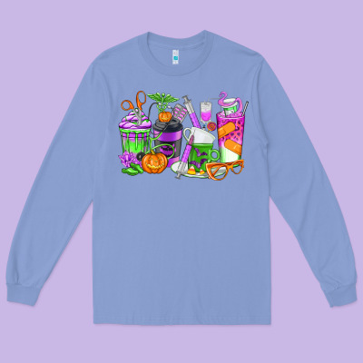 Halloween Nurse Coffee Cups Long Sleeve Tee Designed By Texasbilliewilder