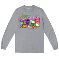Heather Grey Halloween Nurse Coffee Cups Long Sleeve Tee - texasbilliewilder