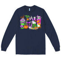 Navy Halloween Nurse Coffee Cups Long Sleeve Tee - texasbilliewilder