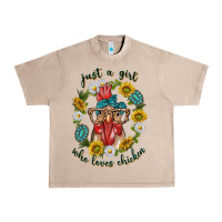 French Oak just a girl who loves chicken with sunflowers and gemstone Urban Heavy Tee - texasbilliewilder