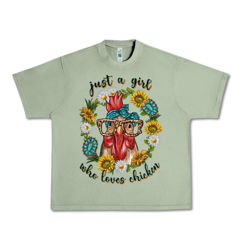 Just A Girl Who Loves Chicken With Sunflowers And Gemstone Urban Heavy Tee by texasbilliewilder | Teevron