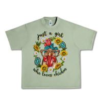 Oil Green just a girl who loves chicken with sunflowers and gemstone Urban Heavy Tee - texasbilliewilder