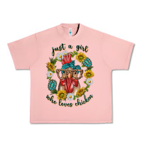 Salmon just a girl who loves chicken with sunflowers and gemstone Urban Heavy Tee - texasbilliewilder