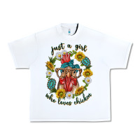 White just a girl who loves chicken with sunflowers and gemstone Urban Heavy Tee - texasbilliewilder