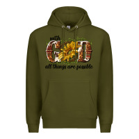 Army Green with god all things are possible Premium Hoodie - NancyCooperArtShop