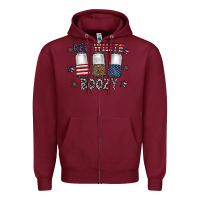 Burgundy red white boozy Zipper Hoodie - CowhideDigitalArt