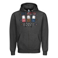Charcoal Heather red white boozy Zipper Hoodie - CowhideDigitalArt