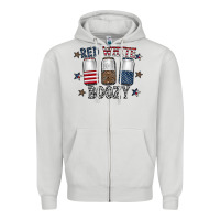 Dove Grey red white boozy Zipper Hoodie - CowhideDigitalArt