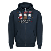 Navy red white boozy Zipper Hoodie - CowhideDigitalArt
