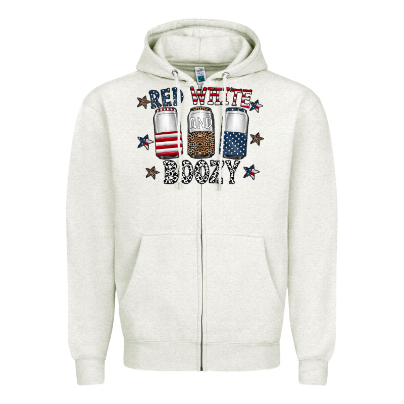Red White Boozy Zipper Hoodie by CowhideDigitalArt | Teevron