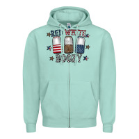 Seafoam red white boozy Zipper Hoodie - CowhideDigitalArt