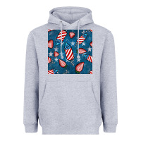 Heather Grey 4th uf july strawberries seamless pattern Heavyweight Hoodie - BundleAndBundleShop