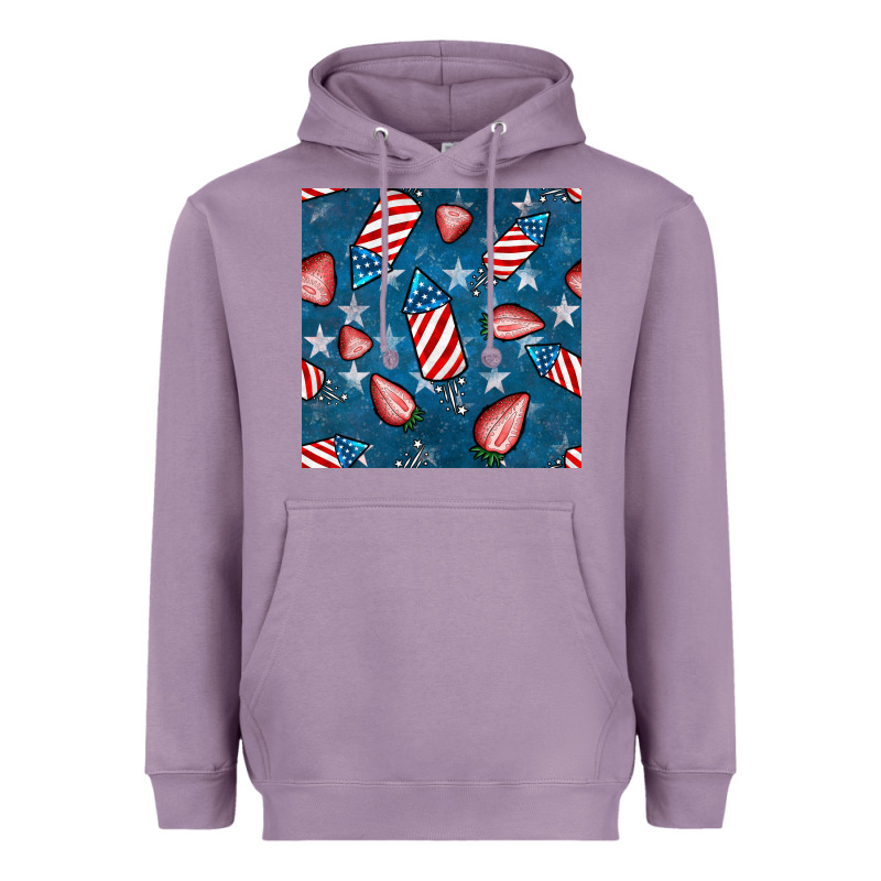 4th Uf July Strawberries Seamless Pattern Heavyweight Hoodie by BundleAndBundleShop | Teevron