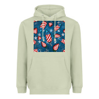 Matcha 4th uf july strawberries seamless pattern Heavyweight Hoodie - BundleAndBundleShop