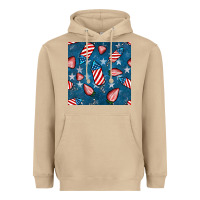 Mushroom 4th uf july strawberries seamless pattern Heavyweight Hoodie - BundleAndBundleShop