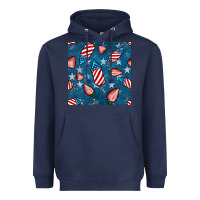 Navy 4th uf july strawberries seamless pattern Heavyweight Hoodie - BundleAndBundleShop