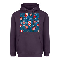 Plum 4th uf july strawberries seamless pattern Heavyweight Hoodie - BundleAndBundleShop