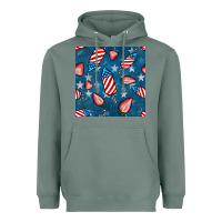 Sage 4th uf july strawberries seamless pattern Heavyweight Hoodie - BundleAndBundleShop
