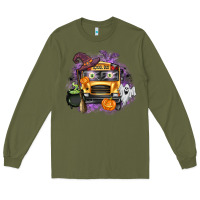 Army Green Halloween School Bus Long Sleeve Tee - texasbilliewilder