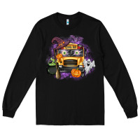 Black Halloween School Bus Long Sleeve Tee - texasbilliewilder