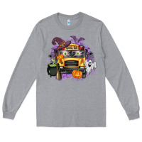 Heather Grey Halloween School Bus Long Sleeve Tee - texasbilliewilder