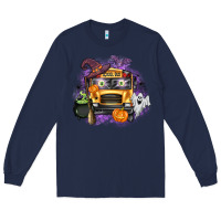 Navy Halloween School Bus Long Sleeve Tee - texasbilliewilder