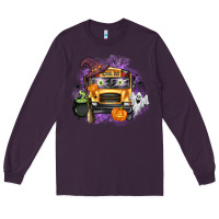 Plum Halloween School Bus Long Sleeve Tee - texasbilliewilder
