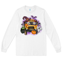 White Halloween School Bus Long Sleeve Tee - texasbilliewilder