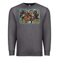 Charcoal Heather bucking bronco rodeo revolver western background Premium Sweatshirt - AdoDesignShop
