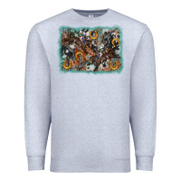Heather Grey bucking bronco rodeo revolver western background Premium Sweatshirt - AdoDesignShop