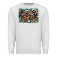 Oatmeal Heather bucking bronco rodeo revolver western background Premium Sweatshirt - AdoDesignShop