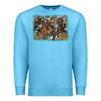 Ocean Blue bucking bronco rodeo revolver western background Premium Sweatshirt - AdoDesignShop
