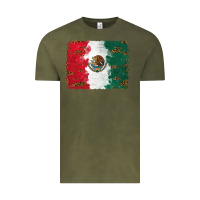Vintage Olive Mexican Flag With Leopard Vintage Tee - RanaPortraitStore