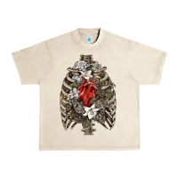 Sandshell Skeleton Rib Cage Heart Urban Heavy Tee - RanaPortraitStore