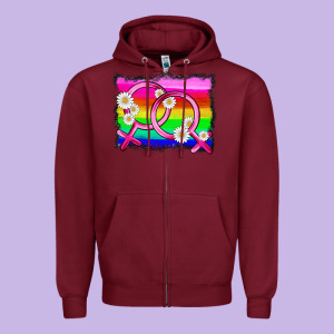 Lgbtq Gender Lesbian Symbol Zipper Hoodie Designed By Hra Design Shop