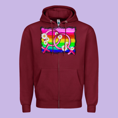 Lgbtq Gender Lesbian Symbol Zipper Hoodie Designed By Hra Design Shop