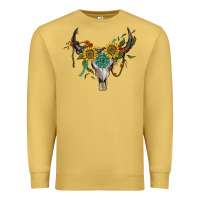 Antique Gold boho bullskull with sunflower and gemstone Premium Sweatshirt - Artiststas