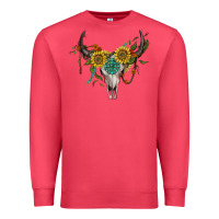 Boho Bullskull With Sunflower And Gemstone Premium Sweatshirt | Teevron