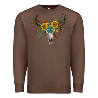 Chestnut boho bullskull with sunflower and gemstone Premium Sweatshirt - Artiststas