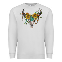 Dove Grey boho bullskull with sunflower and gemstone Premium Sweatshirt - Artiststas
