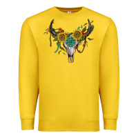 Lemon boho bullskull with sunflower and gemstone Premium Sweatshirt - Artiststas