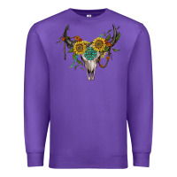 Purple boho bullskull with sunflower and gemstone Premium Sweatshirt - Artiststas