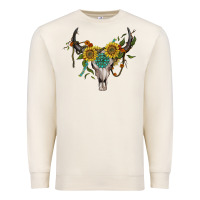 Sandshell boho bullskull with sunflower and gemstone Premium Sweatshirt - Artiststas