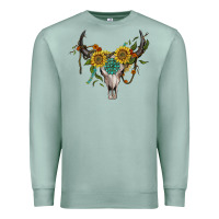 Seafoam boho bullskull with sunflower and gemstone Premium Sweatshirt - Artiststas