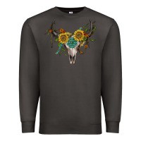 Smoke boho bullskull with sunflower and gemstone Premium Sweatshirt - Artiststas