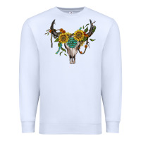 White boho bullskull with sunflower and gemstone Premium Sweatshirt - Artiststas